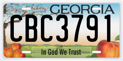GA license plate CBC3791