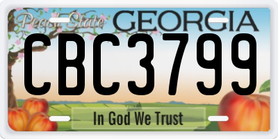 GA license plate CBC3799