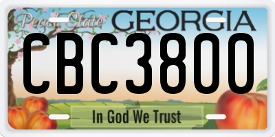 GA license plate CBC3800