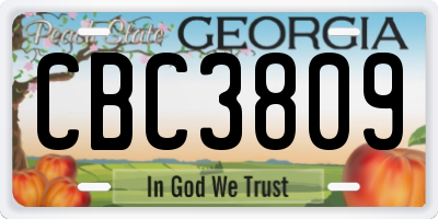 GA license plate CBC3809