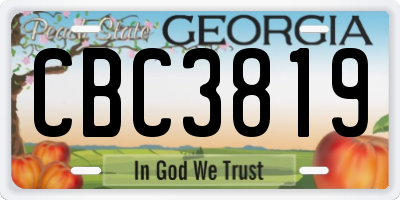 GA license plate CBC3819
