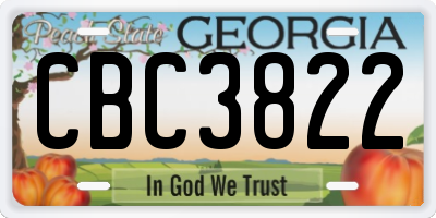 GA license plate CBC3822