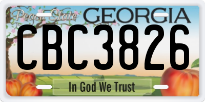 GA license plate CBC3826