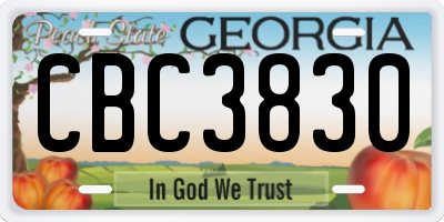 GA license plate CBC3830