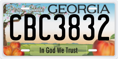 GA license plate CBC3832