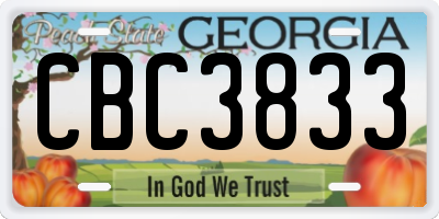 GA license plate CBC3833