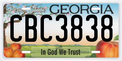 GA license plate CBC3838