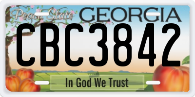 GA license plate CBC3842