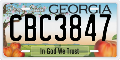 GA license plate CBC3847