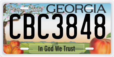 GA license plate CBC3848