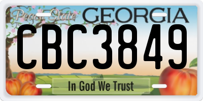 GA license plate CBC3849