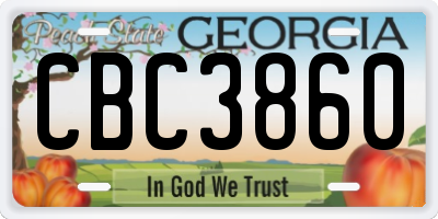 GA license plate CBC3860