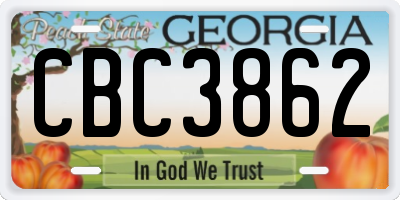 GA license plate CBC3862