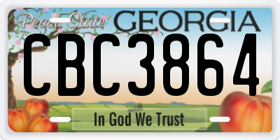 GA license plate CBC3864