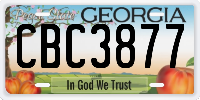 GA license plate CBC3877