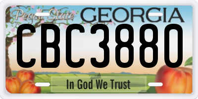 GA license plate CBC3880
