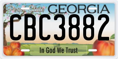 GA license plate CBC3882
