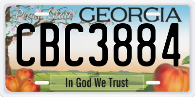 GA license plate CBC3884
