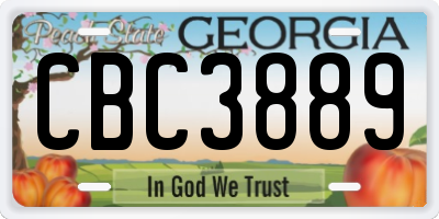 GA license plate CBC3889