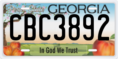 GA license plate CBC3892