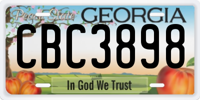 GA license plate CBC3898