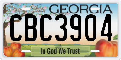 GA license plate CBC3904