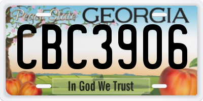 GA license plate CBC3906