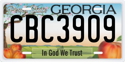 GA license plate CBC3909