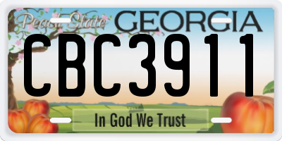 GA license plate CBC3911
