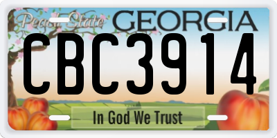 GA license plate CBC3914