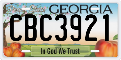 GA license plate CBC3921