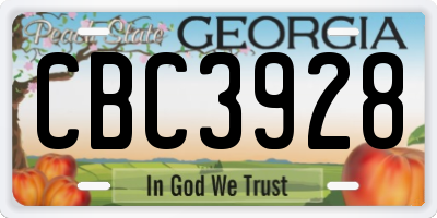 GA license plate CBC3928