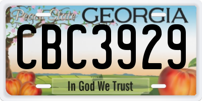 GA license plate CBC3929
