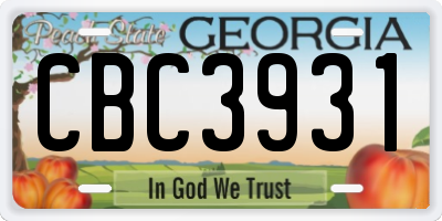 GA license plate CBC3931