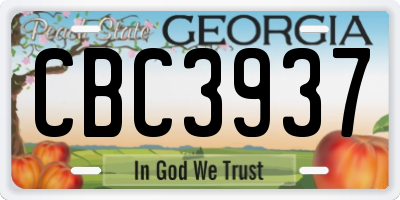 GA license plate CBC3937