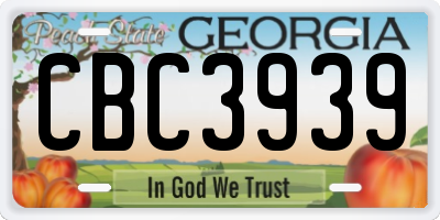 GA license plate CBC3939