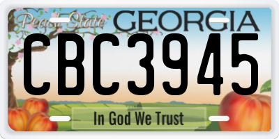 GA license plate CBC3945