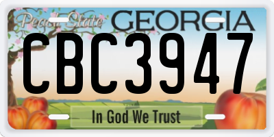 GA license plate CBC3947
