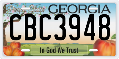 GA license plate CBC3948