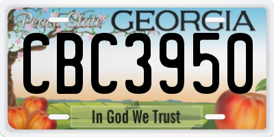 GA license plate CBC3950