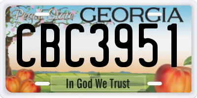 GA license plate CBC3951