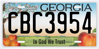 GA license plate CBC3954