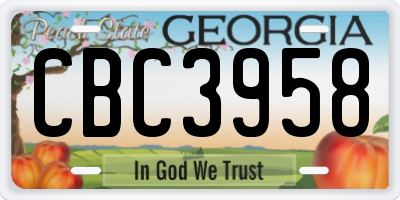 GA license plate CBC3958