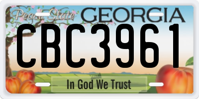 GA license plate CBC3961