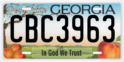 GA license plate CBC3963