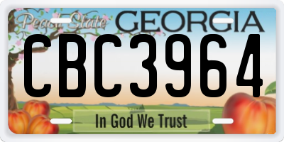 GA license plate CBC3964
