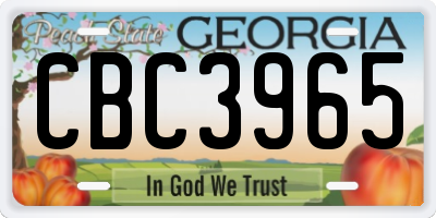 GA license plate CBC3965