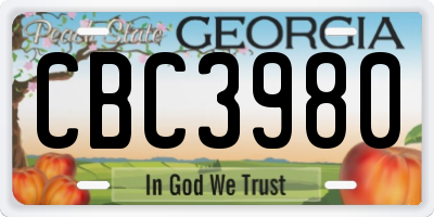GA license plate CBC3980