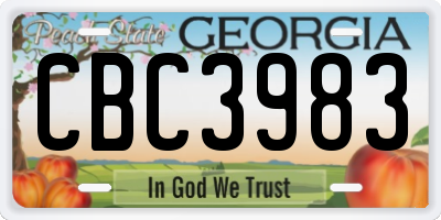 GA license plate CBC3983