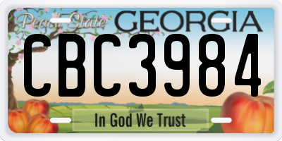 GA license plate CBC3984